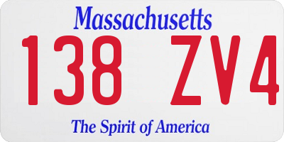 MA license plate 138ZV4