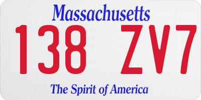 MA license plate 138ZV7