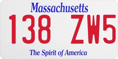 MA license plate 138ZW5