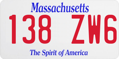 MA license plate 138ZW6