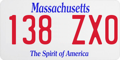MA license plate 138ZX0
