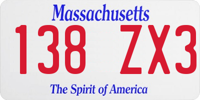 MA license plate 138ZX3