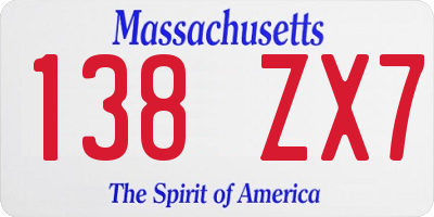 MA license plate 138ZX7