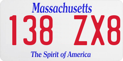 MA license plate 138ZX8