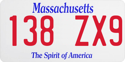 MA license plate 138ZX9