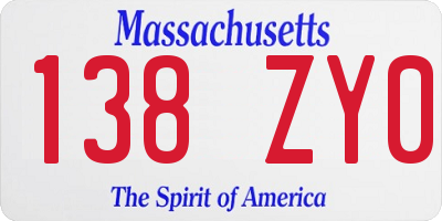 MA license plate 138ZY0