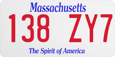 MA license plate 138ZY7