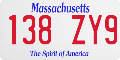 MA license plate 138ZY9