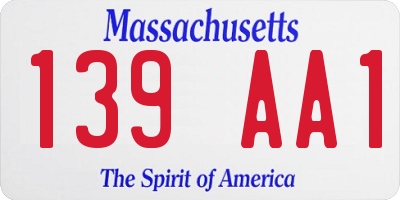 MA license plate 139AA1