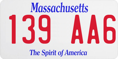 MA license plate 139AA6