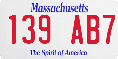 MA license plate 139AB7