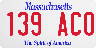 MA license plate 139AC0