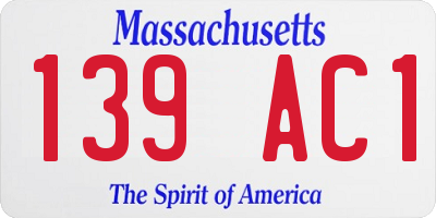 MA license plate 139AC1