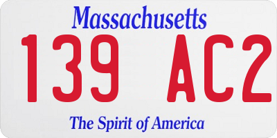 MA license plate 139AC2