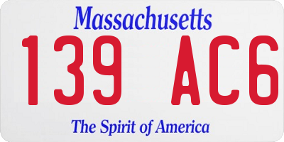 MA license plate 139AC6