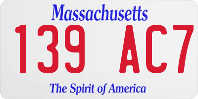 MA license plate 139AC7