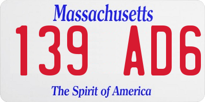MA license plate 139AD6