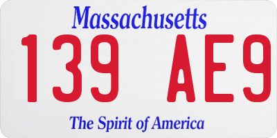 MA license plate 139AE9
