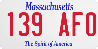 MA license plate 139AF0