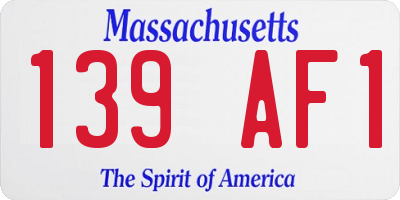 MA license plate 139AF1