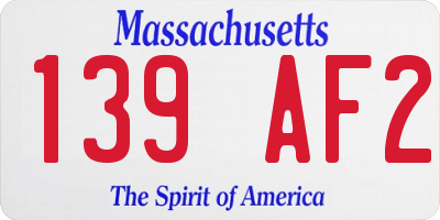 MA license plate 139AF2