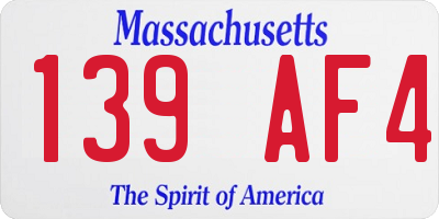 MA license plate 139AF4