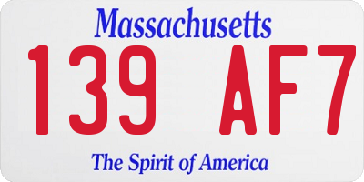 MA license plate 139AF7