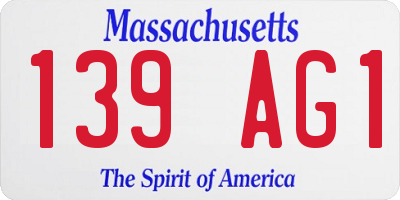 MA license plate 139AG1