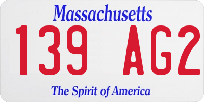 MA license plate 139AG2