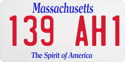 MA license plate 139AH1