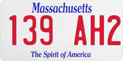 MA license plate 139AH2