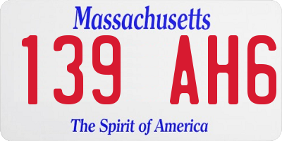 MA license plate 139AH6