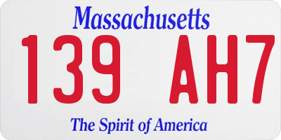 MA license plate 139AH7