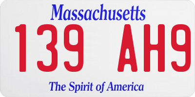 MA license plate 139AH9
