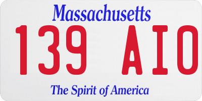 MA license plate 139AI0