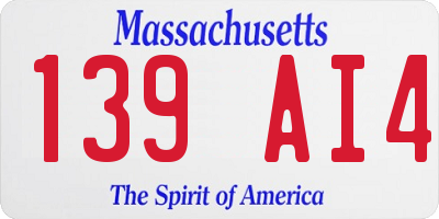 MA license plate 139AI4