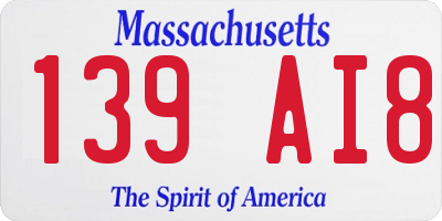 MA license plate 139AI8