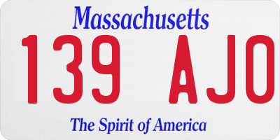 MA license plate 139AJ0