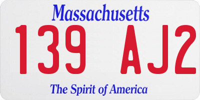 MA license plate 139AJ2