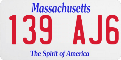 MA license plate 139AJ6