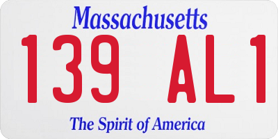 MA license plate 139AL1