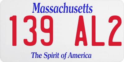 MA license plate 139AL2