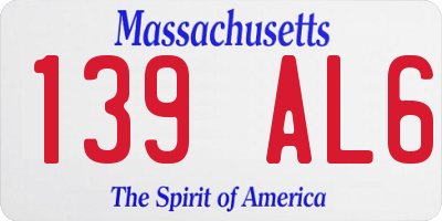 MA license plate 139AL6