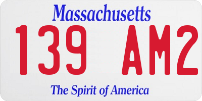 MA license plate 139AM2