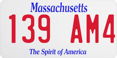 MA license plate 139AM4