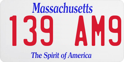MA license plate 139AM9