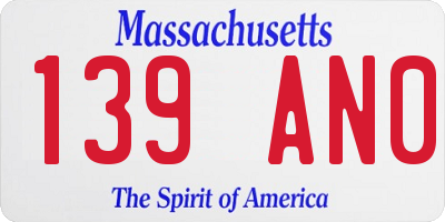 MA license plate 139AN0