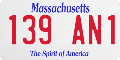 MA license plate 139AN1