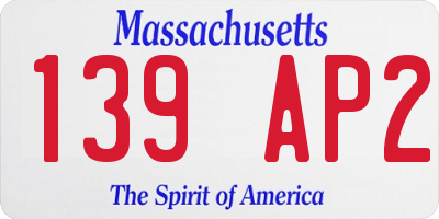 MA license plate 139AP2