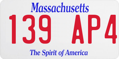 MA license plate 139AP4